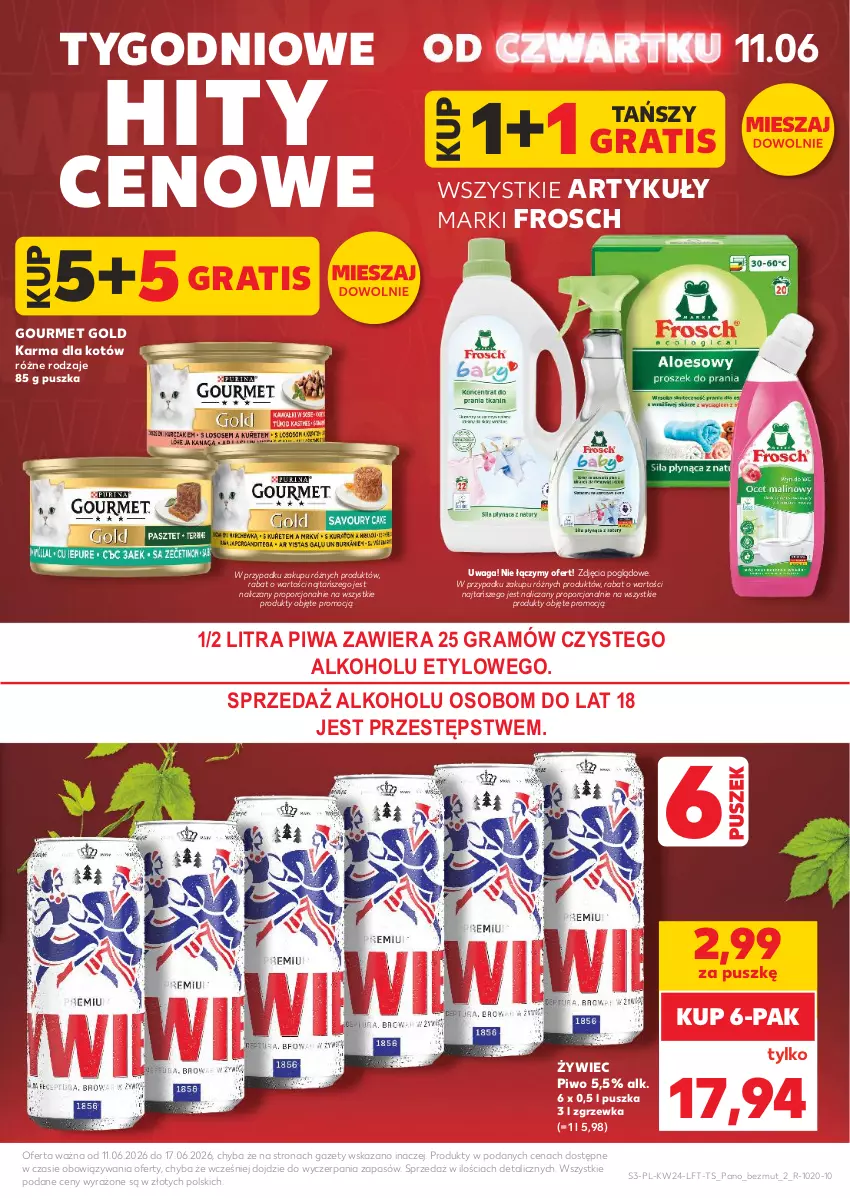 Gazetka promocyjna Kaufland - Gazetka tygodnia - ważna 11.06 do 17.06.2026 - strona 3 - produkty: Frosch, Gourmet Gold, Gra, Piwa, Piwo, Por, Waga