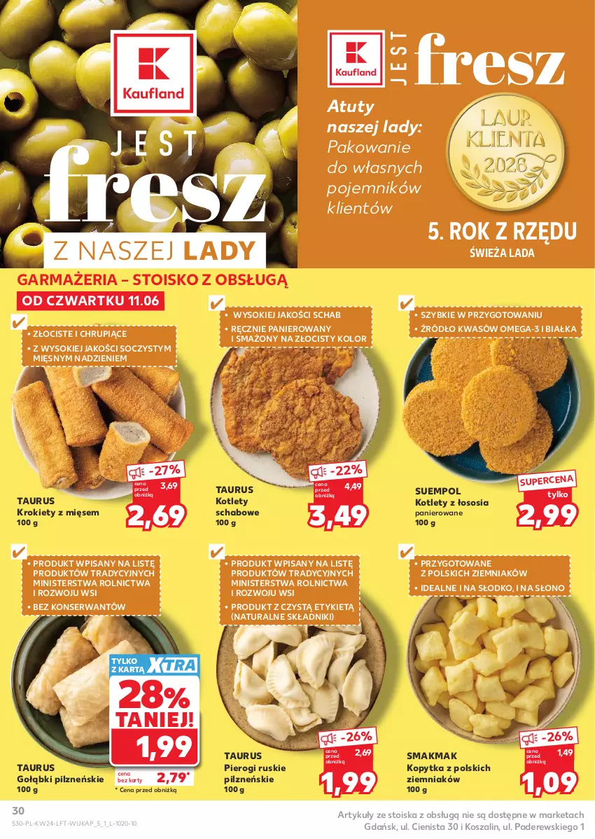 Gazetka promocyjna Kaufland - Gazetka tygodnia - ważna 11.06 do 17.06.2026 - strona 30 - produkty: Kopytka, Kosz, Kotlet, Krokiety, Omega-3, Pierogi, Pojemnik, Ser, Sok, Sos, Suempol, Szal