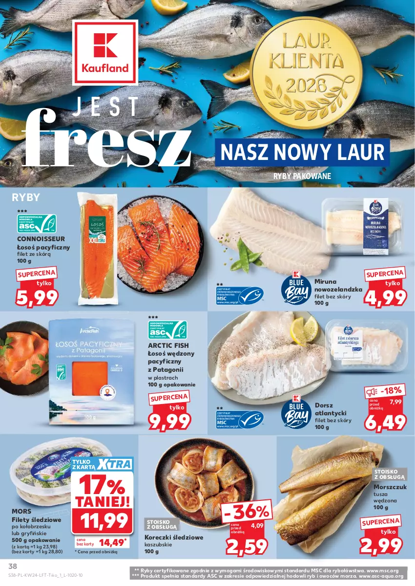 Gazetka promocyjna Kaufland - Gazetka tygodnia - ważna 11.06 do 17.06.2026 - strona 38 - produkty: Dorsz, Gry, Koreczki śledziowe, Laur, Miruna, Tago, Tusz