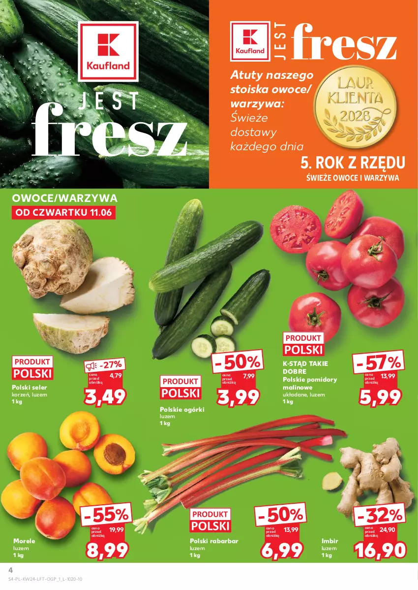 Gazetka promocyjna Kaufland - Gazetka tygodnia - ważna 11.06 do 17.06.2026 - strona 4 - produkty: Imbir, Owoce, Pomidory, Seler korzeń, Warzywa