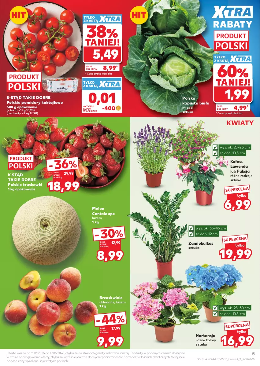 Gazetka promocyjna Kaufland - Gazetka tygodnia - ważna 11.06 do 17.06.2026 - strona 5 - produkty: Brzoskwinie, Melon, Pomidory, Truskawki