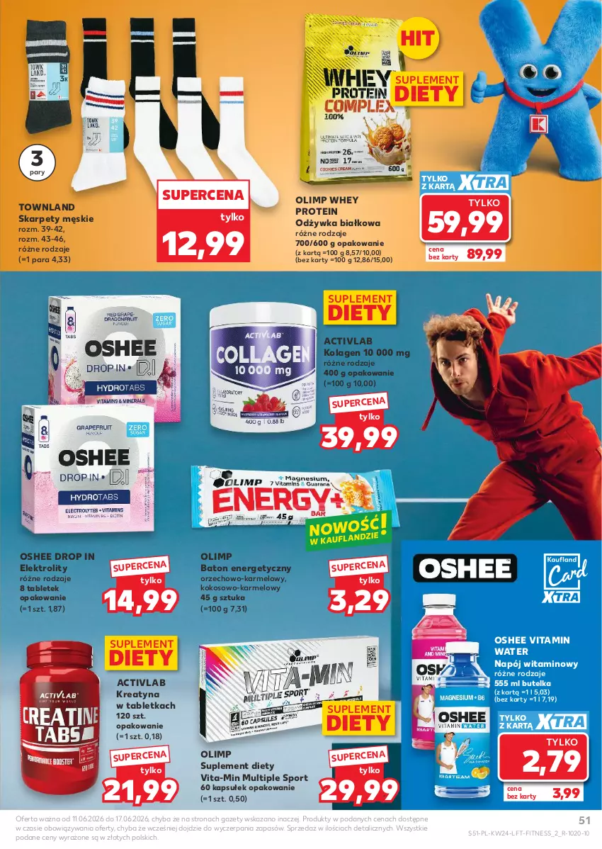 Gazetka promocyjna Kaufland - Gazetka tygodnia - ważna 11.06 do 17.06.2026 - strona 51 - produkty: Baton, Karp, Kokos, Kolagen, Napój, Odżywka, Oshee, Por, Sport, Suplement diety, Tablet, Vita-Min