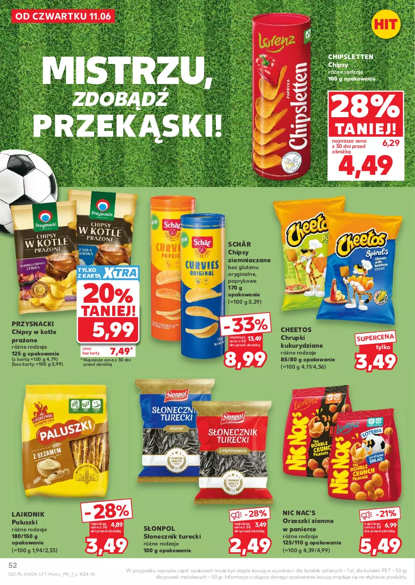 Gazetka promocyjna Kaufland - Gazetka tygodnia - ważna 11.06 do 17.06.2026 - strona 52 - produkty: Cheetos, Chipsy, Chrupki, Gin, Lajkonik, Orzeszki, Orzeszki ziemne, Przysnacki, Słonecznik turecki, Słonpol, Sok