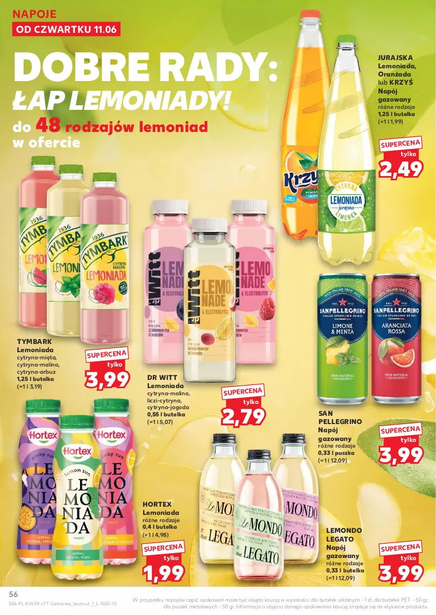 Gazetka promocyjna Kaufland - Gazetka tygodnia - ważna 11.06 do 17.06.2026 - strona 56 - produkty: Arbuz, Hortex, Lemoniada, Liczi, Mięta, Napój, Napój gazowany, Napoje, Oranżada, Sok, Tran, Tymbark