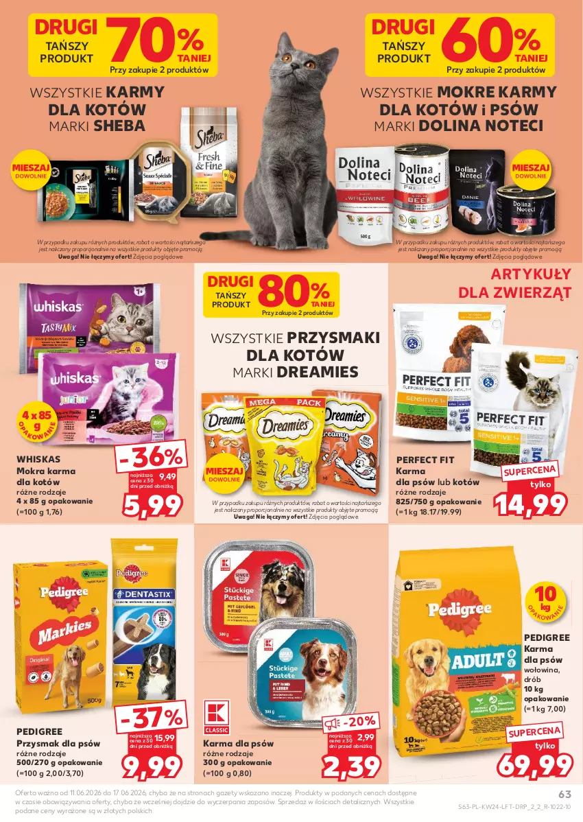 Gazetka promocyjna Kaufland - Gazetka tygodnia - ważna 11.06 do 17.06.2026 - strona 63 - produkty: Drób, Mokra karma, Pedigree, Por, Przysmaki, Sheba, Waga, Whiskas, Wołowina