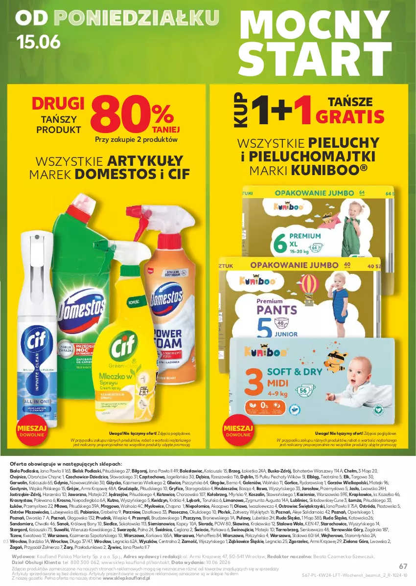 Gazetka promocyjna Kaufland - Gazetka tygodnia - ważna 11.06 do 17.06.2026 - strona 67 - produkty: BIC, Cif, Domestos, Dres, Gra, Gry, Kosz, LANA, Majtki, Piast, Piec, Pieluchomajtki, Pieluchy, Podlaski, Por, Sok, Szal, Waga, Wino