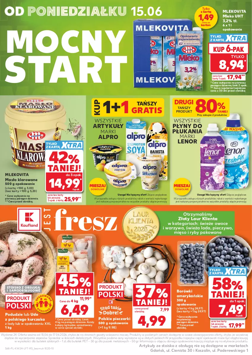 Gazetka promocyjna Kaufland - Gazetka tygodnia - ważna 11.06 do 17.06.2026 - strona 68 - produkty: Alpro, Gra, Kosz, Kurczak, Laur, Lenor, Masło, Masło klarowane, Mięso, Mleko, Mlekovita, Olej, Owoce, Piec, Pieczywo, Por, Sok, Szal, Waga, Warzywa