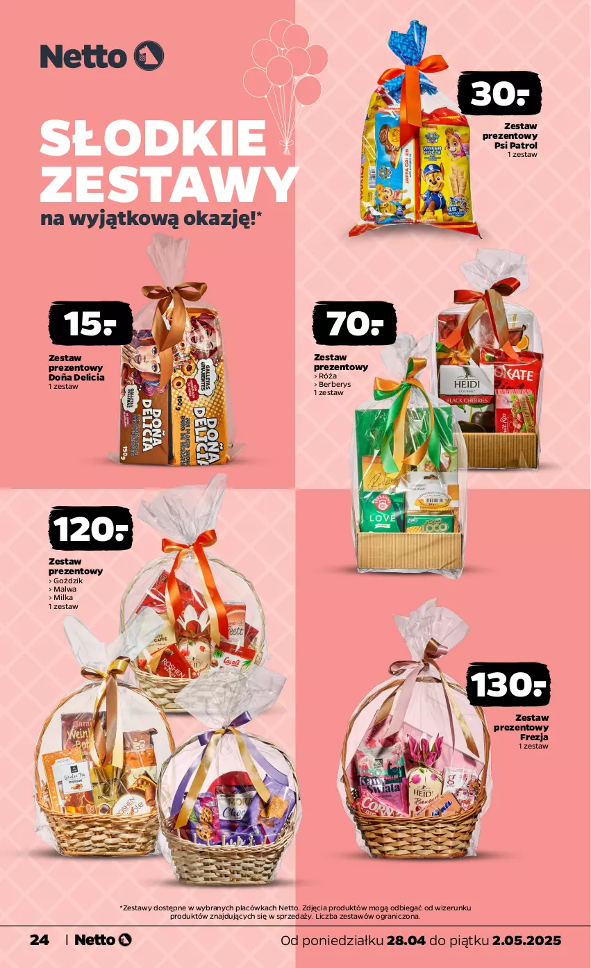Gazetka promocyjna Netto - Od Poniedziałku - ważna 28.04 do 02.05.2025 - strona 24 - produkty: Gra, Milka, Psi Patrol, Róża, Zestaw prezentowy
