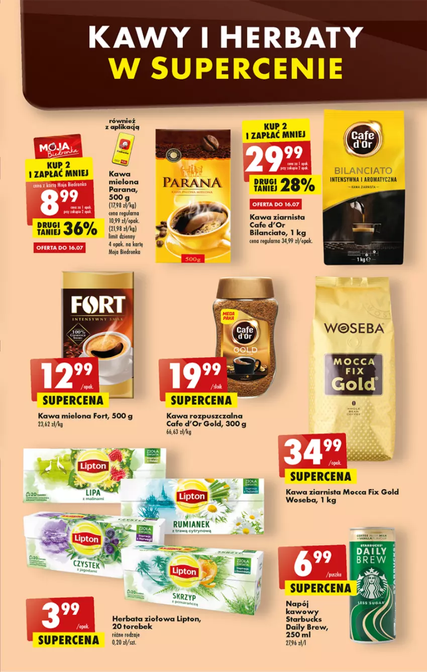 Gazetka promocyjna Biedronka - ważna 14.07 do 20.07.2022 - strona 37 - produkty: Herbata, Kawa, Kawa mielona, Kawa ziarnista, Lipton, Mocca Fix Gold, Napój, Rum, Woseba