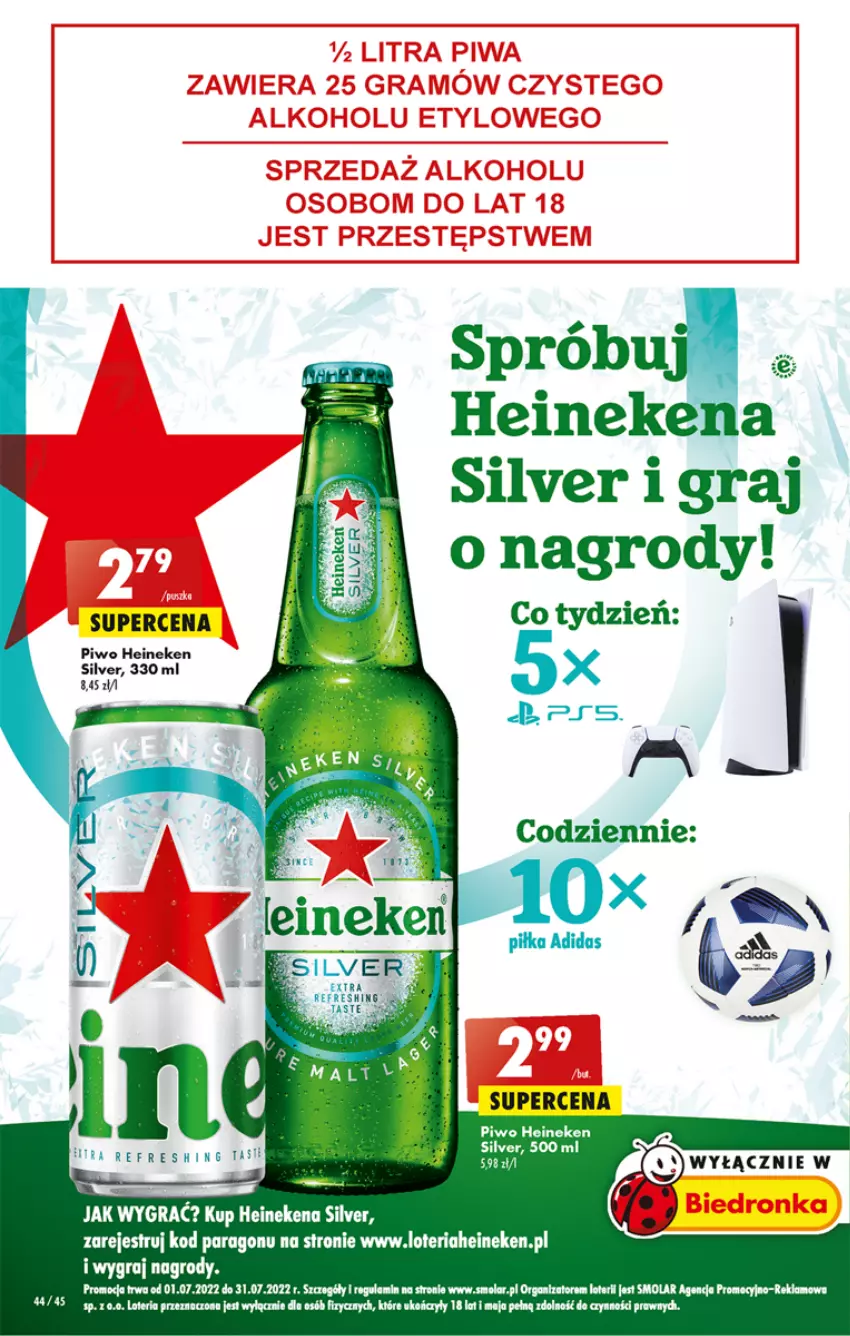 Gazetka promocyjna Biedronka - ważna 14.07 do 20.07.2022 - strona 44 - produkty: Adidas, Gra, Heineken, Mola, Piwo