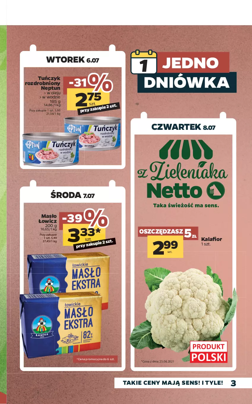 Gazetka promocyjna Netto - Gazetka spożywcza - ważna 05.07 do 10.07.2021 - strona 3 - produkty: Masło, Olej, Tuńczyk
