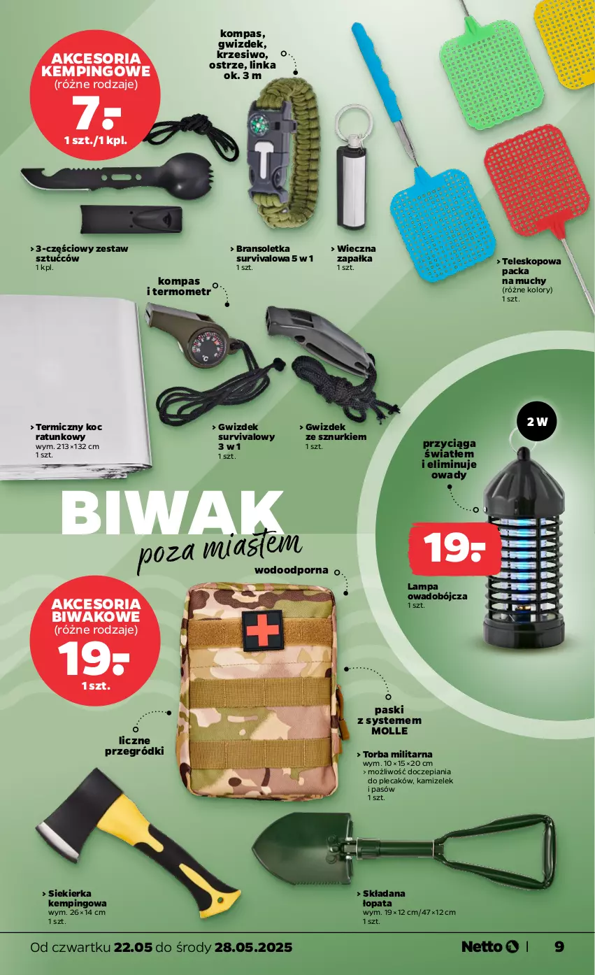 Gazetka promocyjna Netto - Od Czwartku Przemysłowa - ważna 22.05 do 28.05.2025 - strona 9 - produkty: Bransoletka, Inka, Koc, Lampa, Plecak, Por, Teleskop, Termometr, Torba, Zestaw sztućców
