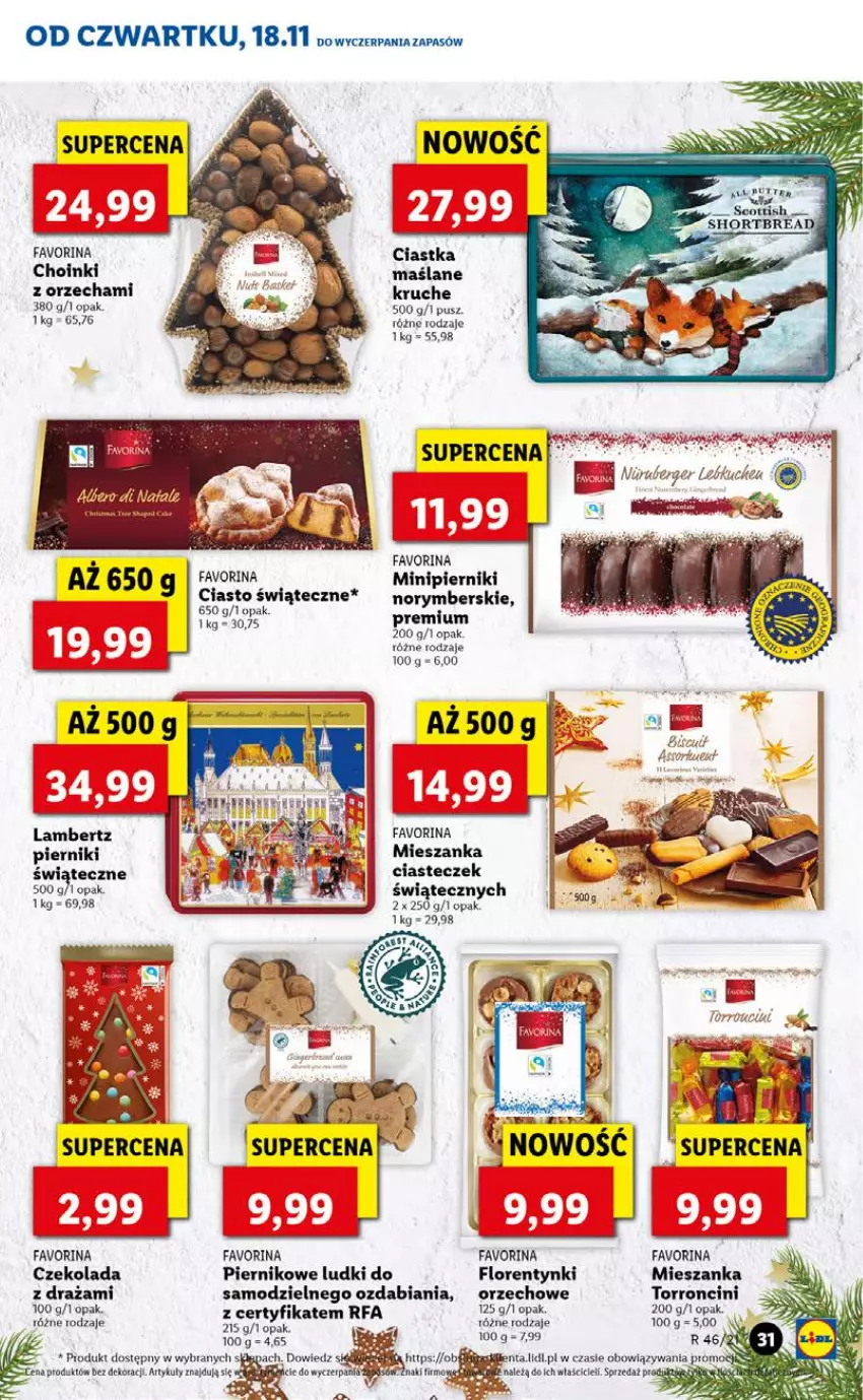 Gazetka promocyjna Lidl - GAZETKA OD 18.11 DO 21.11 - ważna 18.11 do 21.11.2021 - strona 31 - produkty: Ciastka, Czekolada, Fa, Florentynki, Piernik