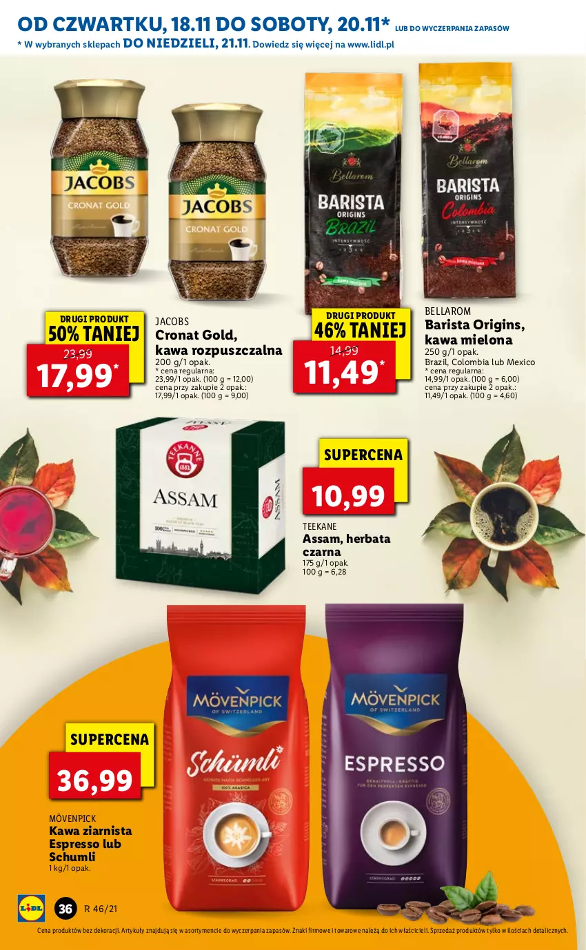 Gazetka promocyjna Lidl - GAZETKA OD 18.11 DO 21.11 - ważna 18.11 do 21.11.2021 - strona 36 - produkty: Bell, Bella, Gin, Herbata, Herbata czarna, Jacobs, Kawa, Kawa mielona, Kawa rozpuszczalna, Kawa ziarnista