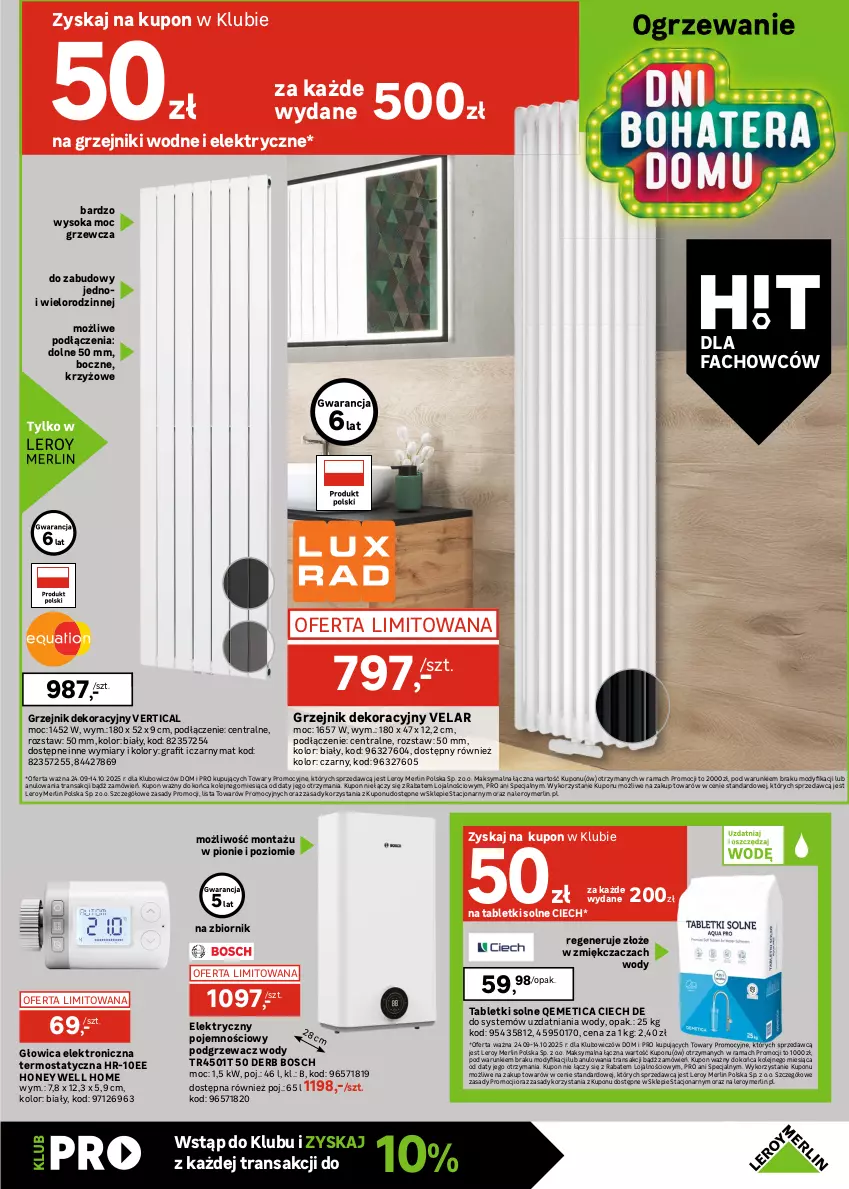 Gazetka promocyjna Leroy Merlin - Gazetka Leroy Merlin - ważna 24.09 do 14.10.2025 - strona 19 - produkty: Bosch, Cynk, Dźwig, Fa, Głowica elektroniczna, Gniazdo pojedyncze, Gra, Grzejnik, Kominek, Ogrzewanie, Olej, Pellet, Piec, Pojemnik, Pojemnik plastikowy, Pokrywa, Por, Rama, Ramka, Regał, Regał metalowy, Ser, Sok, Sport, Tablet, Termos, Tran, Waga, Włącznik podwójny, Włącznik pojedynczy, Wózek, Wózek transportowy