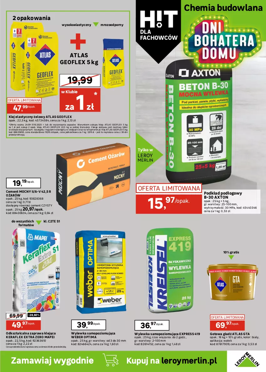 Gazetka promocyjna Leroy Merlin - Gazetka Leroy Merlin - ważna 24.09 do 14.10.2025 - strona 21 - produkty: Cement, Fa, Geoflex, Gra, Kärcher, Klej, Klej elastyczny, LANA, Makita, Młot, Młotowiertarka, Mop, Odkurzacz, Odkurzacz warsztatowy, Olej, Optima, Podkład, Podkład podłogowy, Por, Przecinarka, Sok, Szlifierka, Szlifierka kątowa, Tarka, Torba, Tran, Wałek, Wiertarka, Wkręt, Wkrętarka, Wylewka samopoziomująca