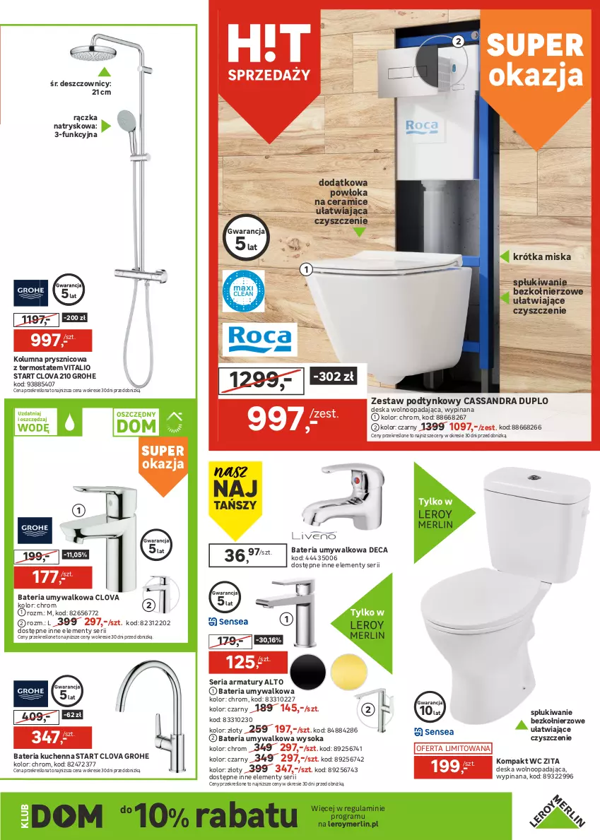 Gazetka promocyjna Leroy Merlin - Gazetka Leroy Merlin - ważna 24.09 do 14.10.2025 - strona 5 - produkty: Bateria, Bateria kuchenna, Bateria umywalkowa, Deska wolnoopadająca, Gra, Grohe, Kompakt WC, Miska, Miska wisząca, Ser, Sok, Termos