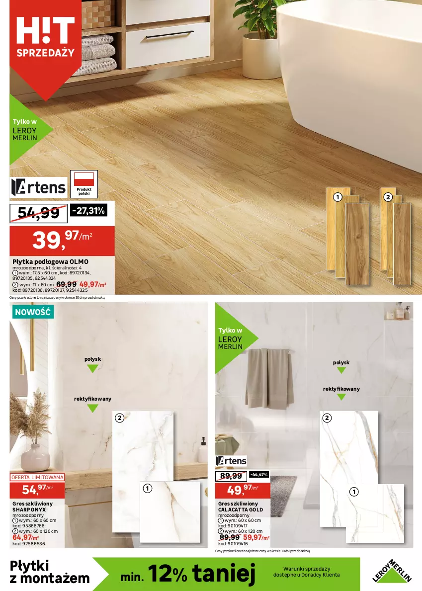 Gazetka promocyjna Leroy Merlin - Gazetka Leroy Merlin - ważna 24.09 do 14.10.2025 - strona 7 - produkty: Fa, Glazura, Gres, Gres szkliwiony, Lazur, Płytka, Por, Sharp