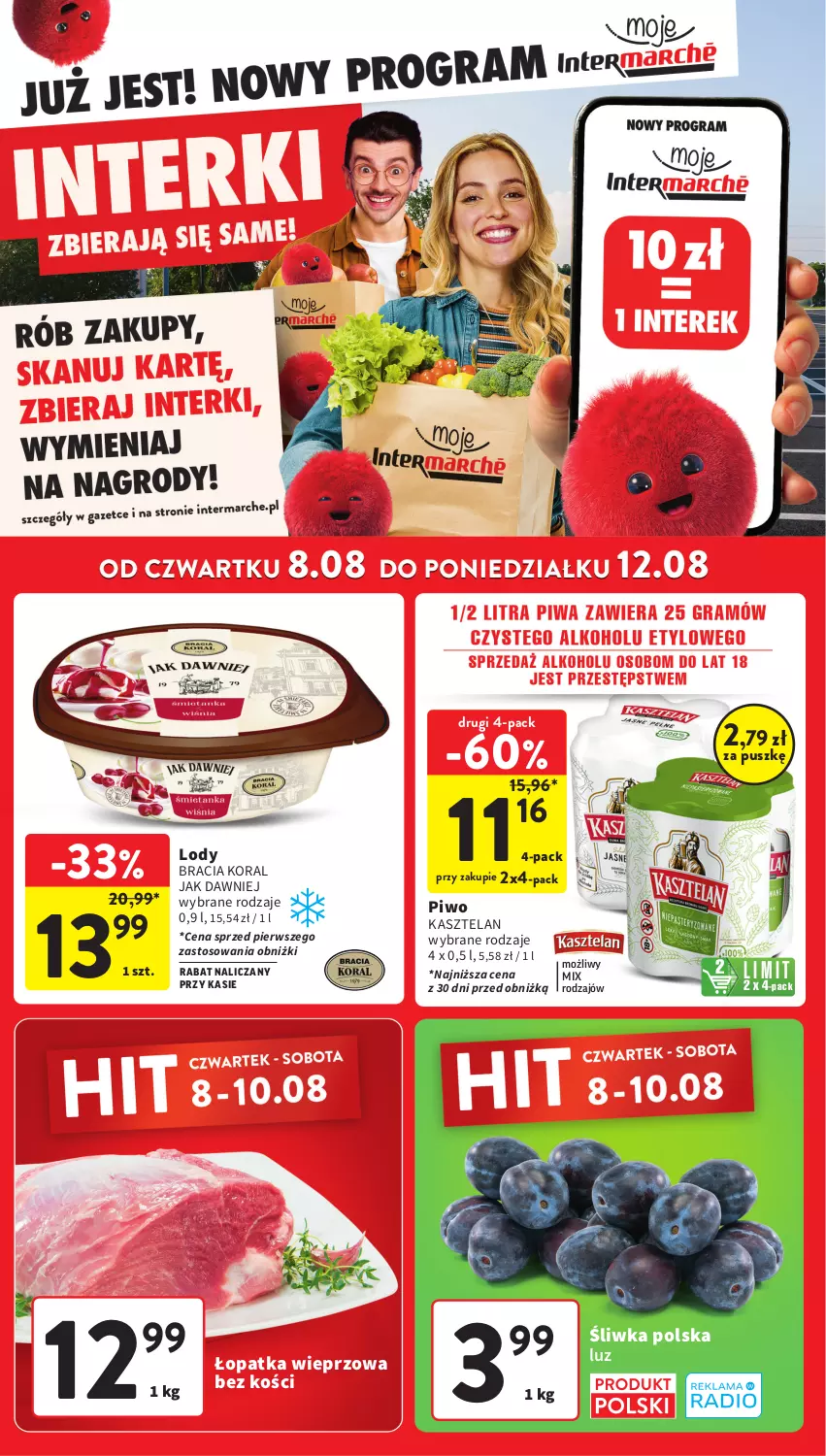 Gazetka promocyjna Intermarche - ważna 08.08 do 12.08.2024 - strona 1 - produkty: Kasztelan, Lody, Piwo