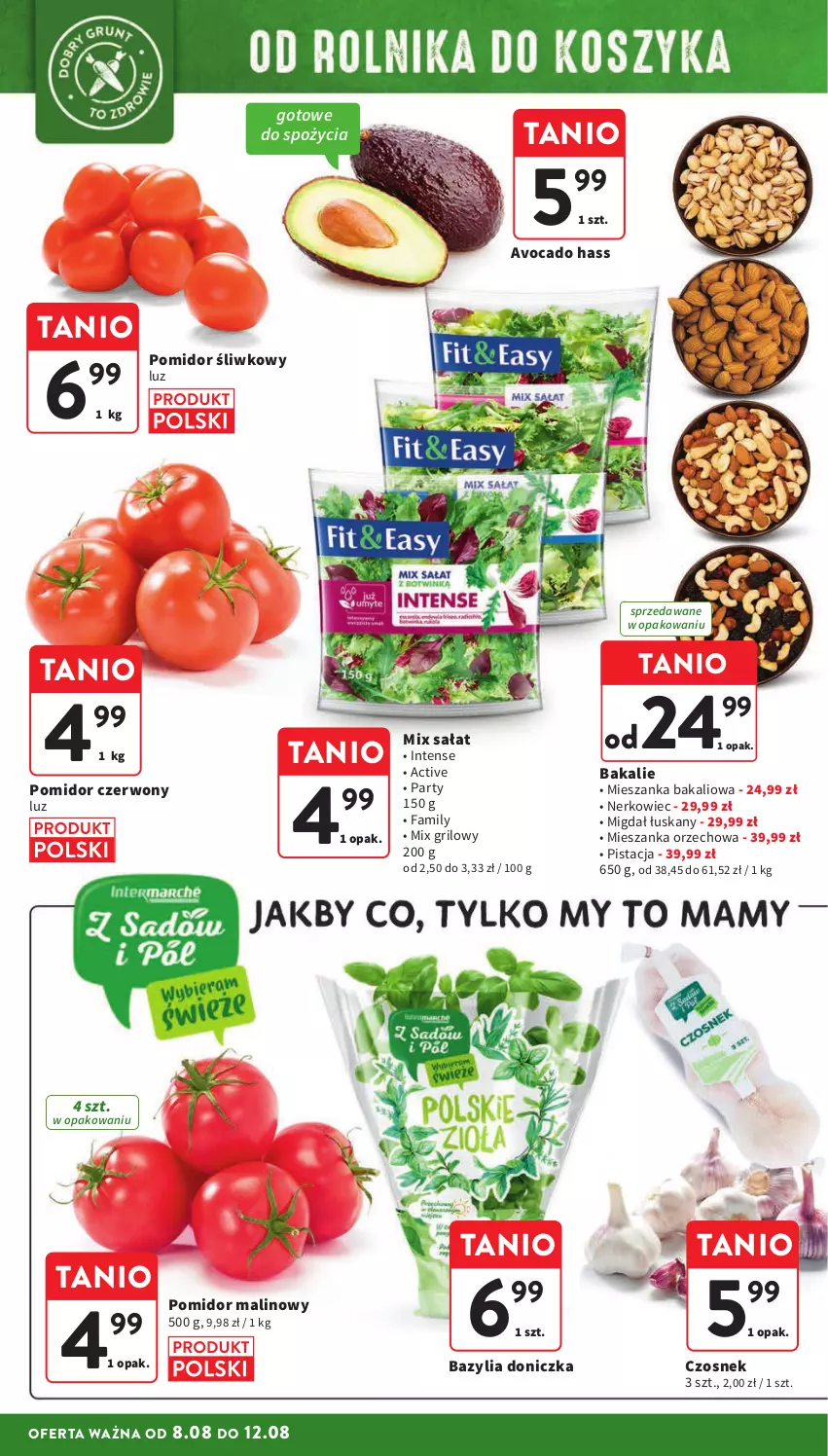 Gazetka promocyjna Intermarche - ważna 08.08 do 12.08.2024 - strona 10 - produkty: Avocado, Bazyl, Bazylia, Czosnek, Fa, Mieszanka bakaliowa, Mieszanka orzechowa, Pomidor malinowy, Sałat