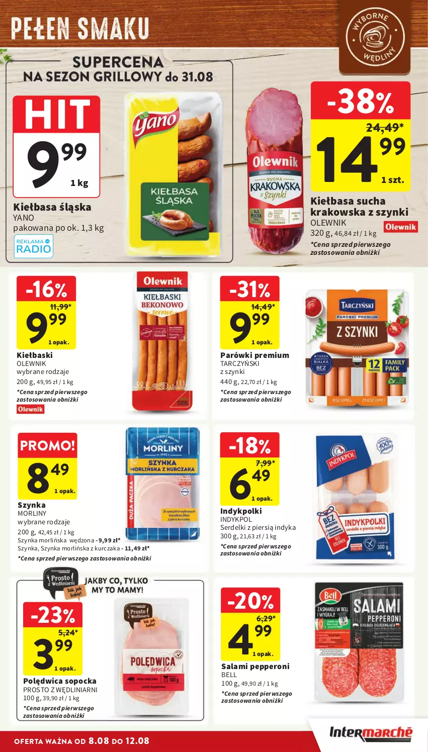 Gazetka promocyjna Intermarche - ważna 08.08 do 12.08.2024 - strona 15 - produkty: Bell, Kiełbasa, Kiełbasa śląska, Kurczak, Morliny, Olewnik, Parówki, Polędwica, Salami, Ser, Serdelki, Szynka, Tarczyński