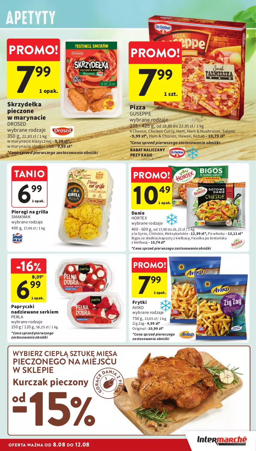 Gazetka promocyjna Intermarche - ważna 08.08 do 12.08.2024 - strona 17 - produkty: Bigos, Fa, Frytki, Gin, Grill, Gyros, Hortex, Kebab, Kurczak, Mus, Papryczki nadziewane, Piec, Pierogi, Pizza, Salami, Ser, Skrzydełka pieczone