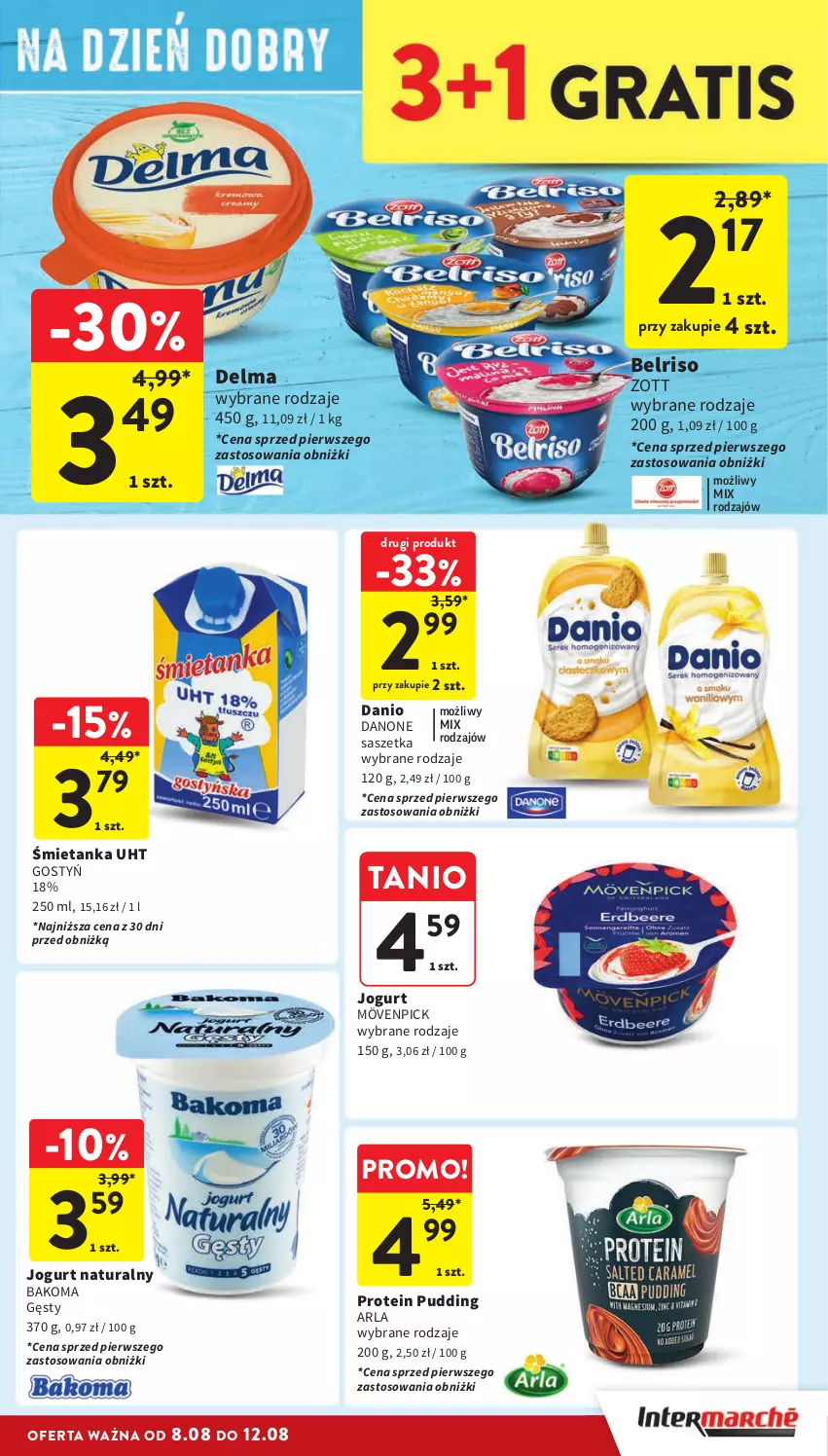 Gazetka promocyjna Intermarche - ważna 08.08 do 12.08.2024 - strona 19 - produkty: Bakoma, Belriso, Danio, Danone, Delma, Jogurt, Jogurt naturalny, Pudding, Zott