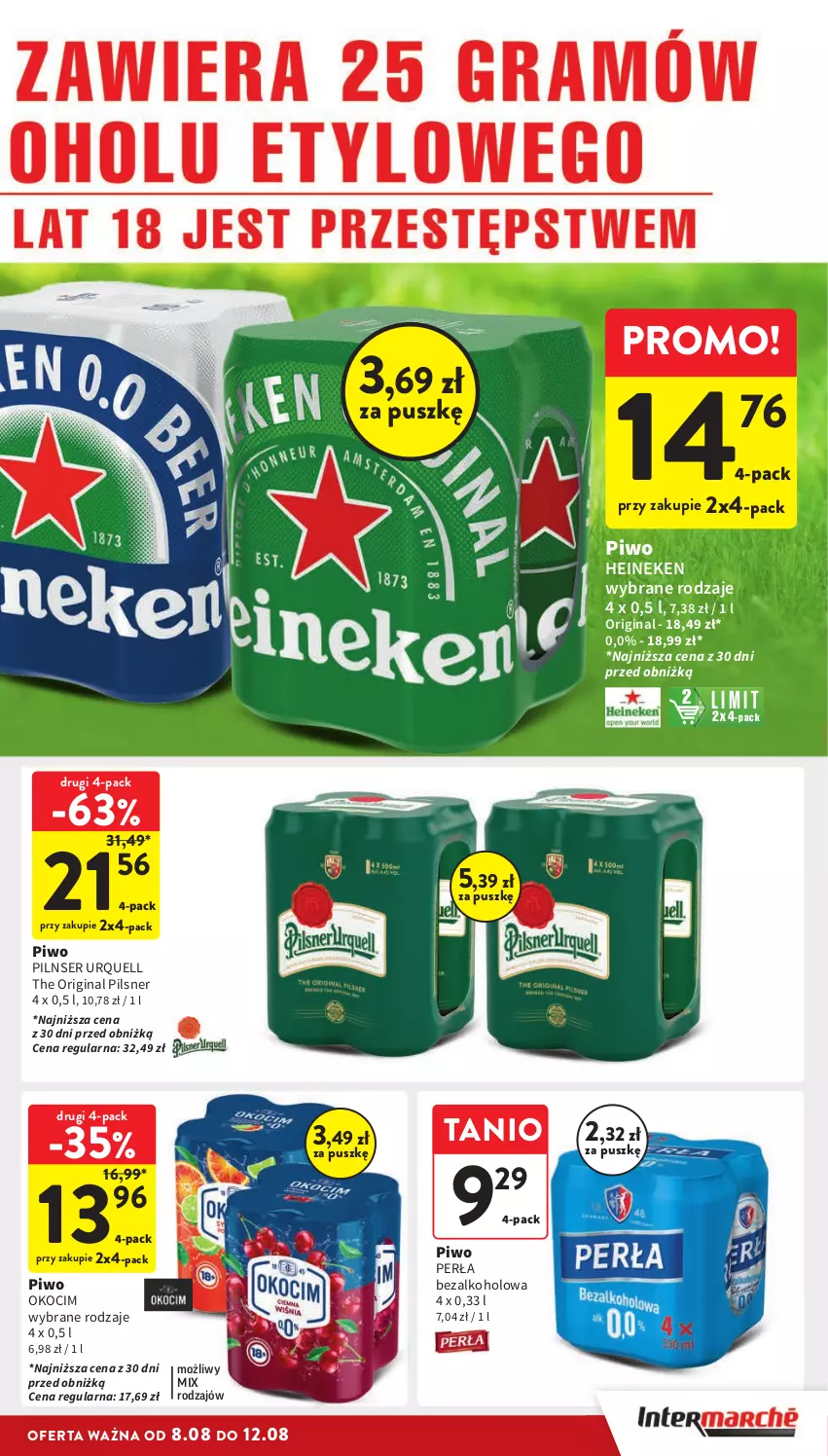 Gazetka promocyjna Intermarche - ważna 08.08 do 12.08.2024 - strona 31 - produkty: Gin, Heineken, Koc, Okocim, Perła, Piwo, Ser