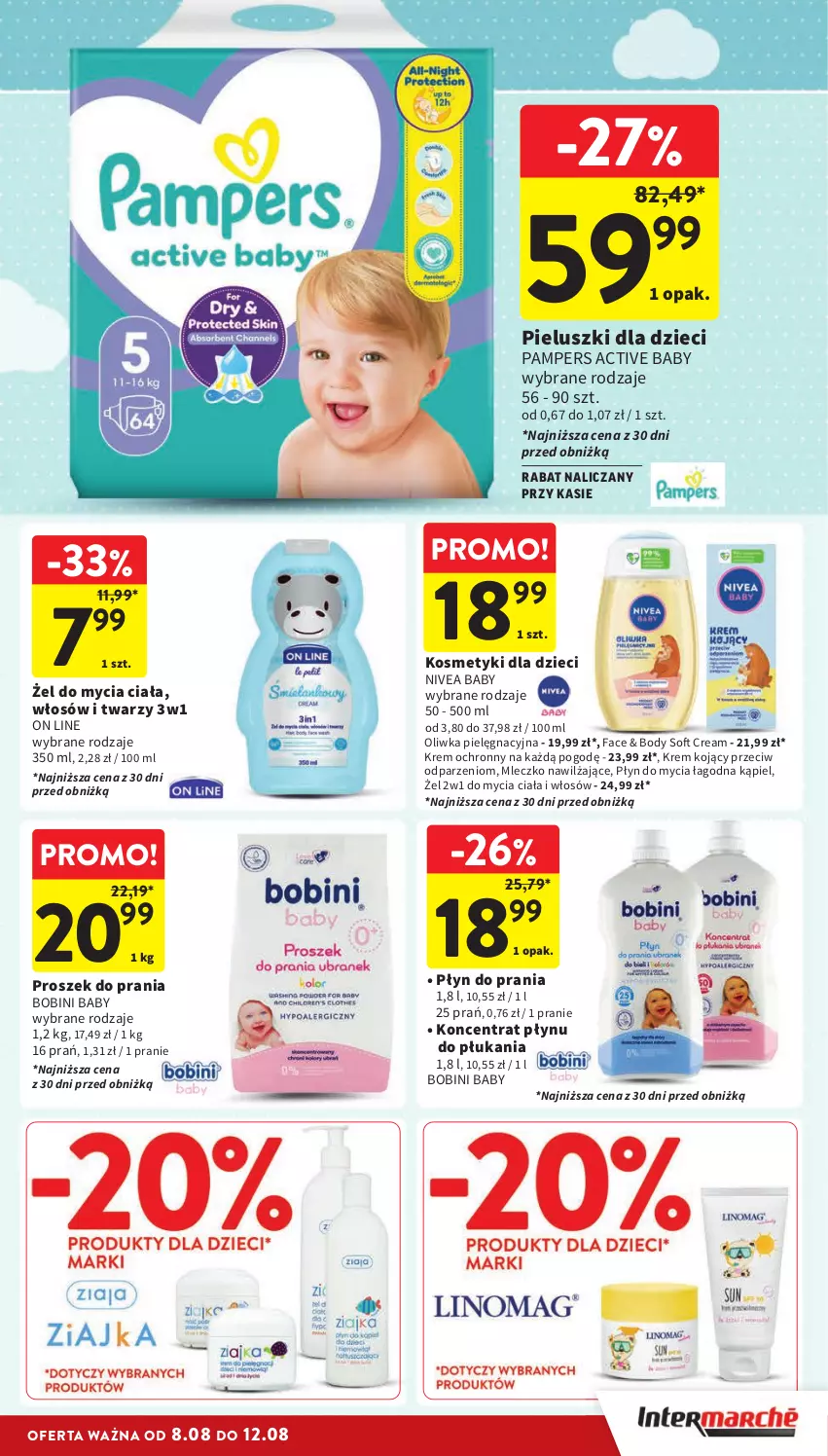 Gazetka promocyjna Intermarche - ważna 08.08 do 12.08.2024 - strona 35 - produkty: Body, Dzieci, Fa, Kosmetyki dla dzieci, Mleczko, Nivea, Nivea Baby, Pampers, Płyn do mycia, Płyn do prania, Proszek do prania