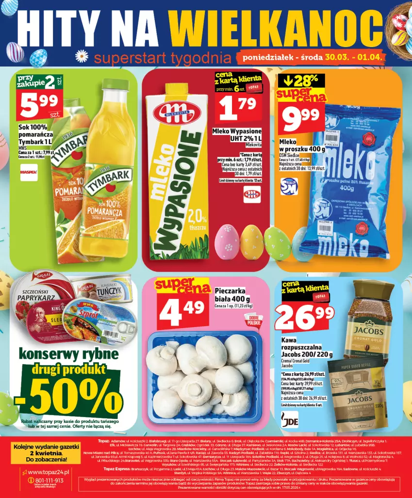 Gazetka promocyjna Topaz - Gazetka - ważna 26.03 do 01.04.2026 - strona 32 - produkty: Kawa, Mleko, Olej, Papryka, Piec, Pieczarka