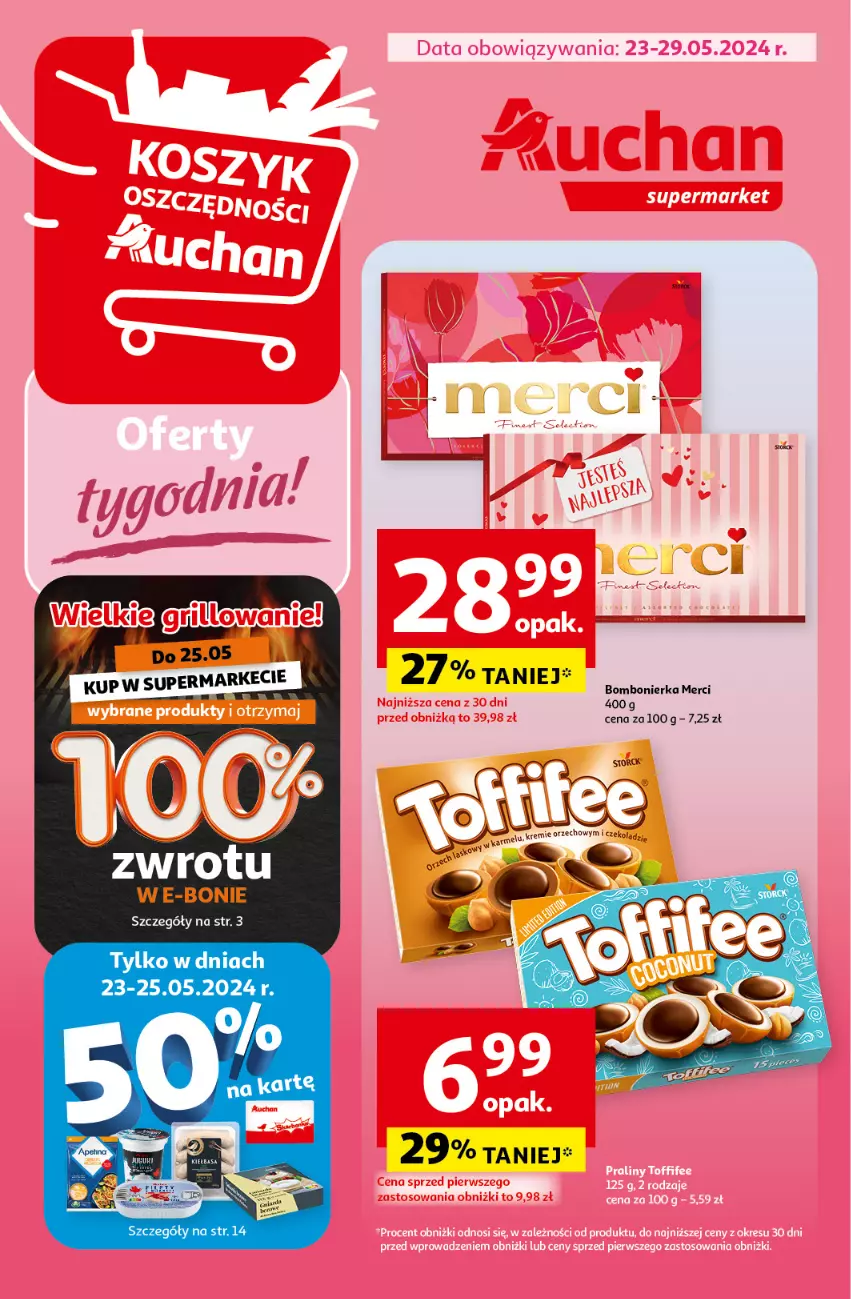 Gazetka promocyjna Auchan - Gazetka Oferty tygodnia Supermarket Auchan - ważna 23.05 do 29.05.2024 - strona 1 - produkty: Merci