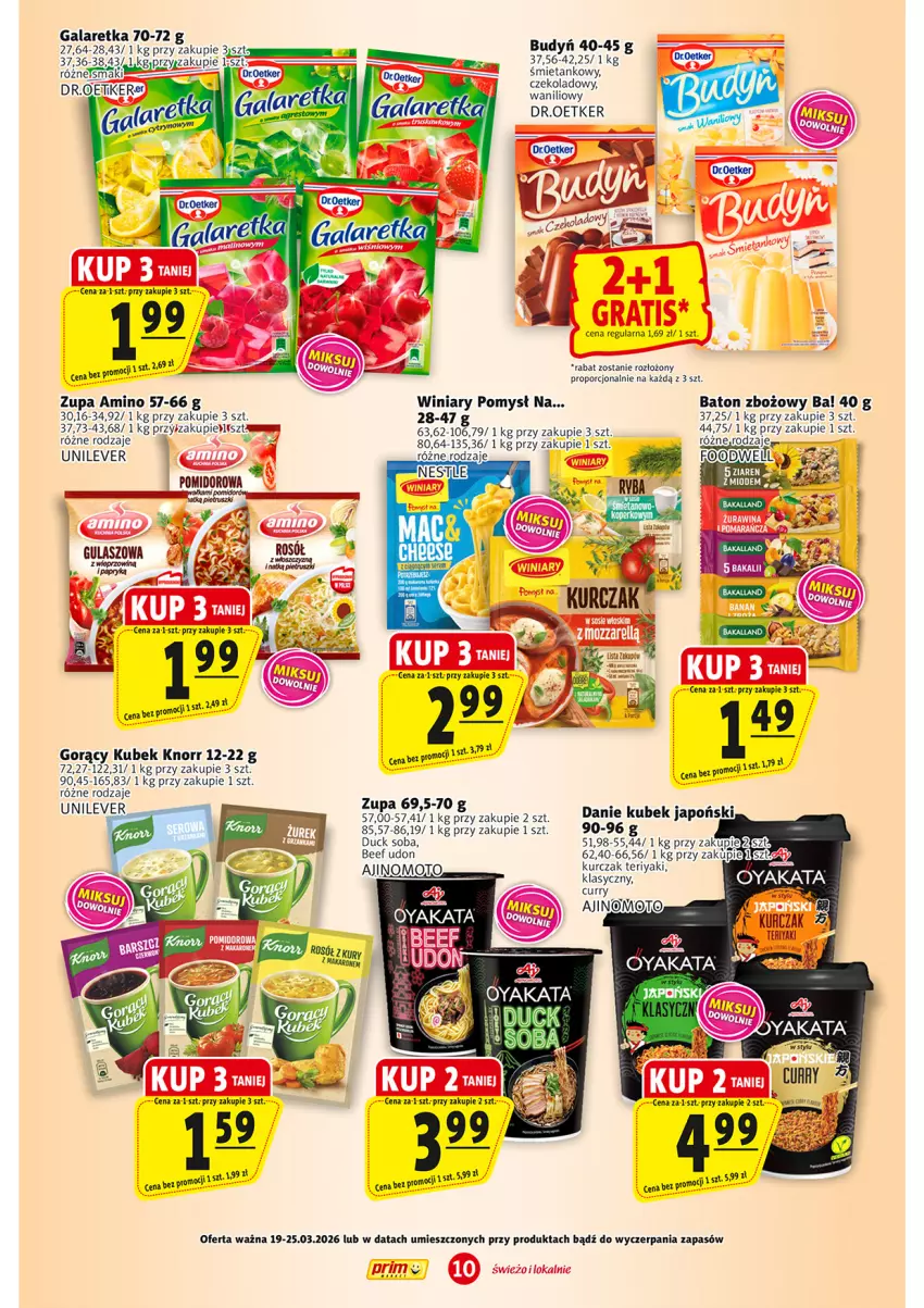 Gazetka promocyjna Prim Market - ważna 19.03 do 25.03.2026 - strona 10 - produkty: Ba!, Baton, Budyń, Duck, Gala, Galaretka, Gra, Knorr, Kubek, Kurczak, Por, Winiary, Zupa