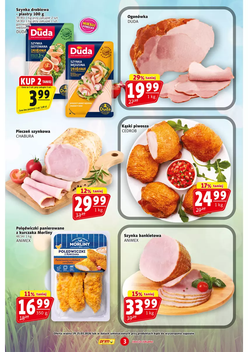 Gazetka promocyjna Prim Market - ważna 19.03 do 25.03.2026 - strona 3 - produkty: Kurczak, Morliny, Piec, Piwo, Polędwiczki panierowane, Polędwiczki z kurczaka, Szynka