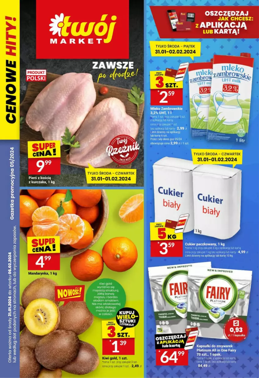Gazetka promocyjna Twoj Market - ważna 31.01 do 06.02.2024 - strona 1 - produkty: Cukier, Fa, Kiwi, Kurczak, Ocet