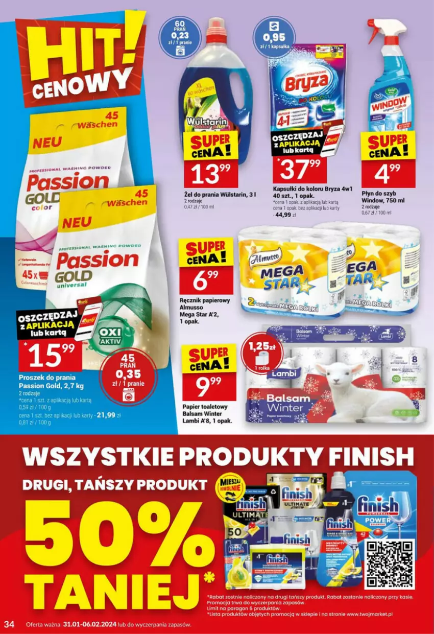 Gazetka promocyjna Twoj Market - ważna 31.01 do 06.02.2024 - strona 28 - produkty: Bryza, Mus, Papier, Papier toaletowy, Płyn do szyb, Proszek do prania, Ręcznik