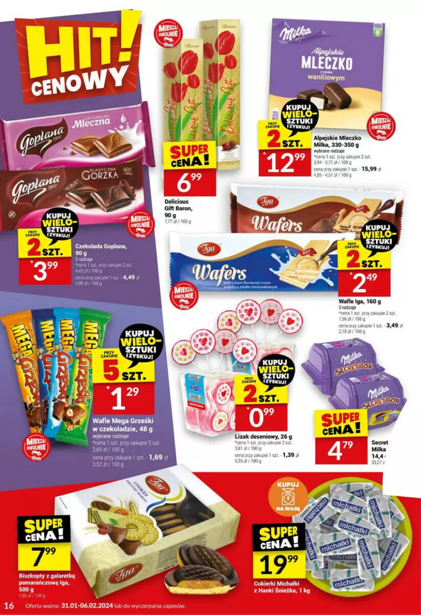 Gazetka promocyjna Twoj Market - ważna 31.01 do 06.02.2024 - strona 8 - produkty: Czekolada, Goplana, Gra, Grześki, LANA, Milka, Mleczko, Wafle