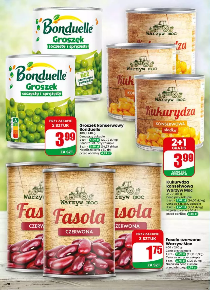 Gazetka promocyjna Dino - Gazetka 17 / 2026 - ważna 22.04 do 28.04.2026 - strona 28 - produkty: Bonduelle, Fa, Fasola, Groszek, Kukurydza, Kukurydza konserwowa, Ser