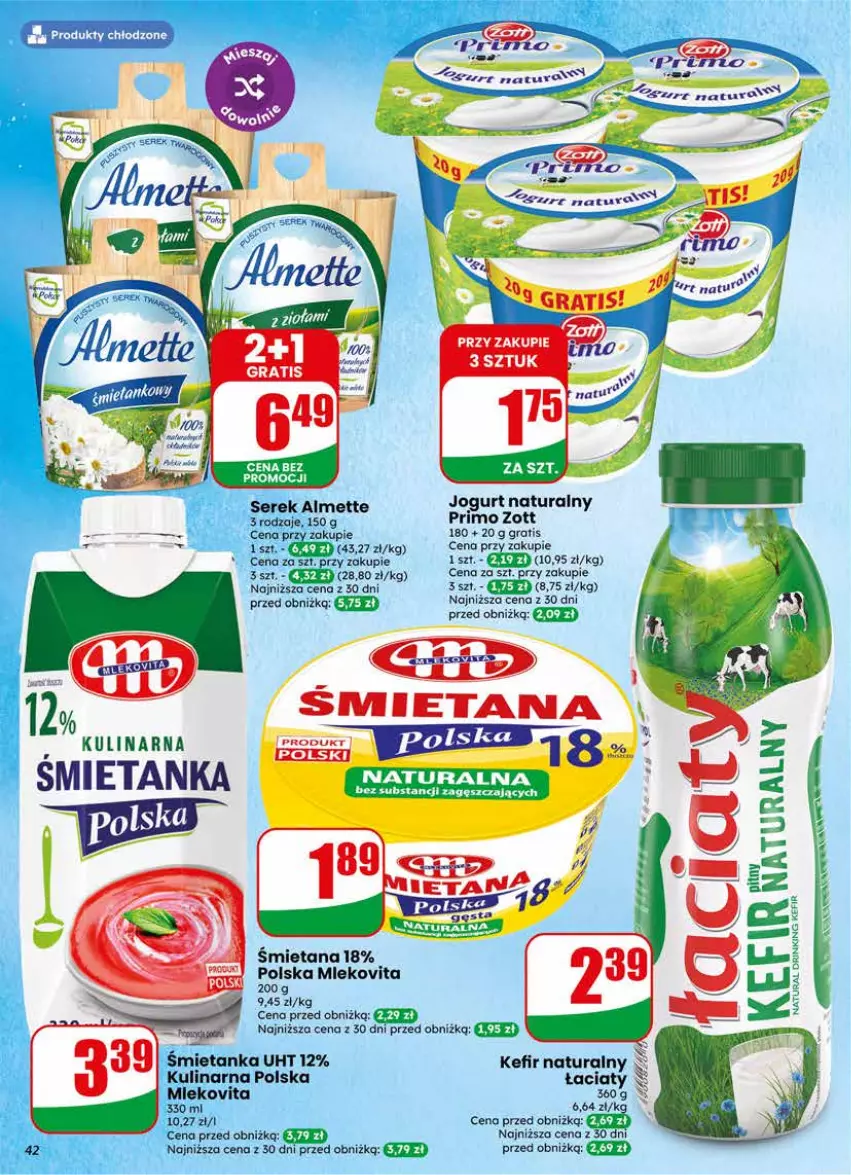 Gazetka promocyjna Dino - Gazetka 17 / 2026 - ważna 22.04 do 28.04.2026 - strona 42 - produkty: Almette, Jogurt, Jogurt naturalny, Ser, Serek, Zott