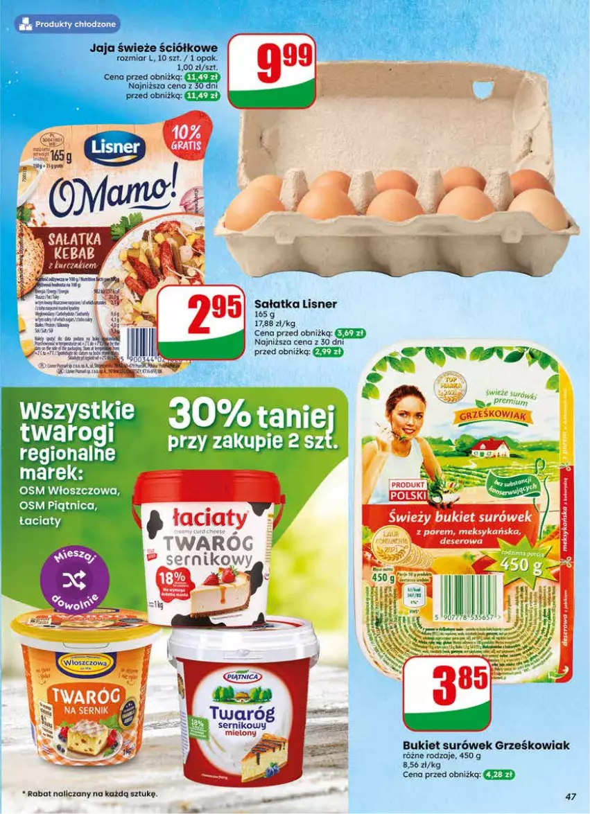 Gazetka promocyjna Dino - Gazetka 17 / 2026 - ważna 22.04 do 28.04.2026 - strona 47 - produkty: Bukiet, Deser, Jaja, Lisner, Por, Sałat, Sałatka, Ser, Twaróg