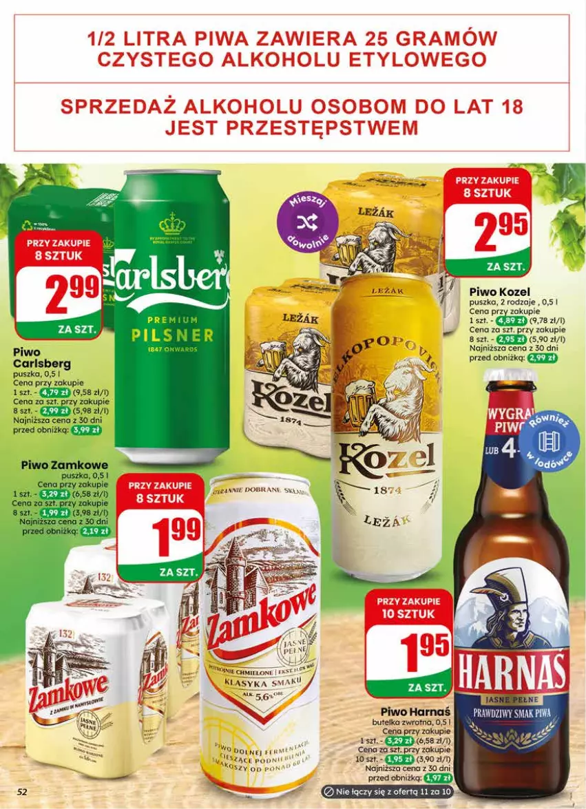 Gazetka promocyjna Dino - Gazetka 17 / 2026 - ważna 22.04 do 28.04.2026 - strona 52 - produkty: Carlsberg, Harnaś, Kozel, Piwo