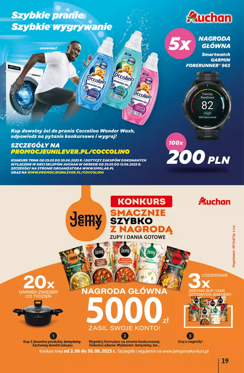 Gazetka promocyjna Auchan - Dobra Zabawa to Poważna Sprawa Hipermarket - ważna 29.05 do 04.06.2025 - strona 19 - produkty: Coccolino, Dania gotowe, Garnek, Gra, Koc, Mola, Smartwatch