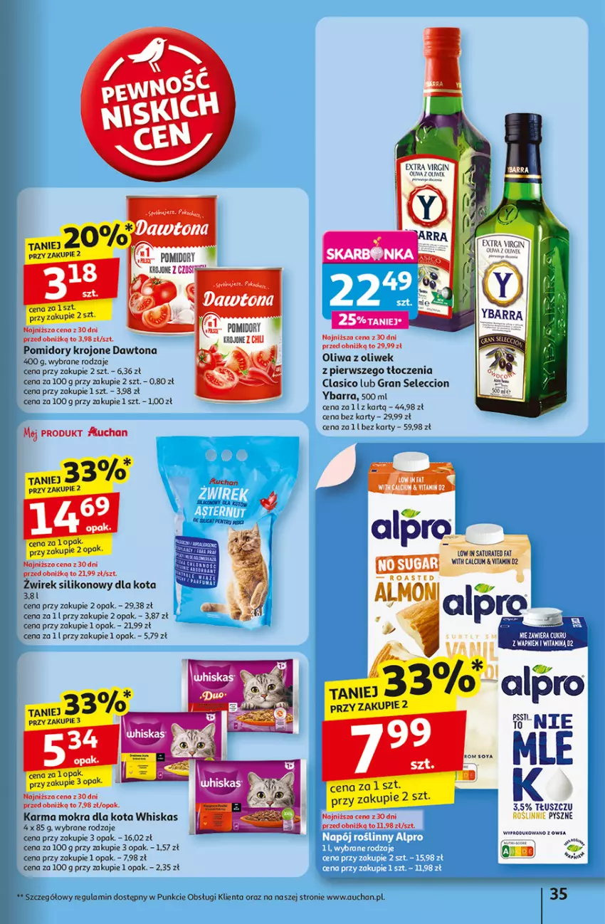Gazetka promocyjna Auchan - Dobra Zabawa to Poważna Sprawa Hipermarket - ważna 29.05 do 04.06.2025 - strona 37 - produkty: Calcium, Dawtona, Fa, Gin, Gra, Oliwa, Oliwa z oliwek, Pomidory, Pomidory krojone, Whiskas