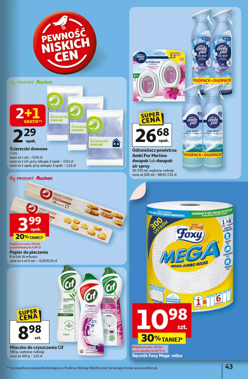 Gazetka promocyjna Auchan - Dobra Zabawa to Poważna Sprawa Hipermarket - ważna 29.05 do 04.06.2025 - strona 45 - produkty: Ambi Pur, Cif, Lion, Mleczko, Odświeżacz powietrza, Papier, Papier do pieczenia, Piec, Pur