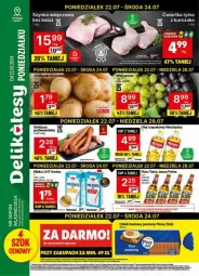 Gazetka promocyjna Delikatesy Centrum - Gazetka - ważna od 24.07 do 24.07.2024 - strona 1 - produkty: Kurczak, Gra, Szynka wieprzowa, Szynka, Ocet, Mleko, Fa