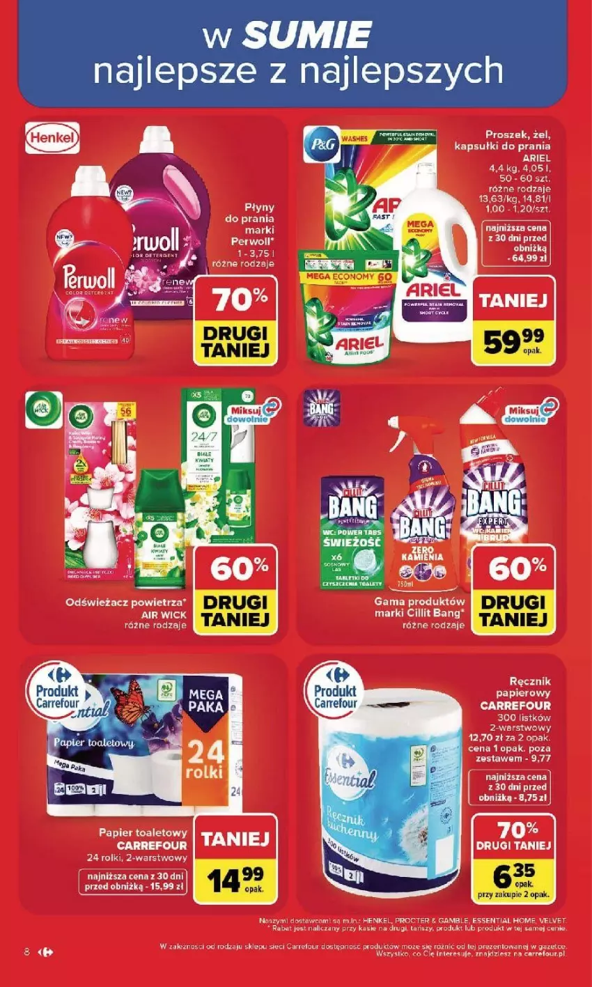 Gazetka promocyjna Carrefour - Gazetka Carrefour, Market w SUMIE najlpeszy, od poniedziałku - ważna 07.09 do 12.09.2026 - strona 10 - produkty: Ariel, Cillit Bang, Fa, Kapsułki do prania, Papier, Papier toaletowy, Ręcznik, Rolki