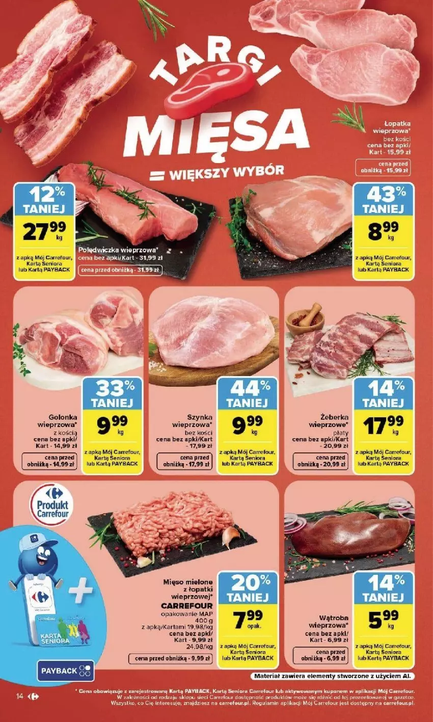Gazetka promocyjna Carrefour - Gazetka Carrefour, Market w SUMIE najlpeszy, od poniedziałku - ważna 07.09 do 12.09.2026 - strona 16 - produkty: Acer, Fa, Mięso, Mięso mielone, Mięso mielone z łopatki wieprzowej, Szynka, Szynka wieprzowa