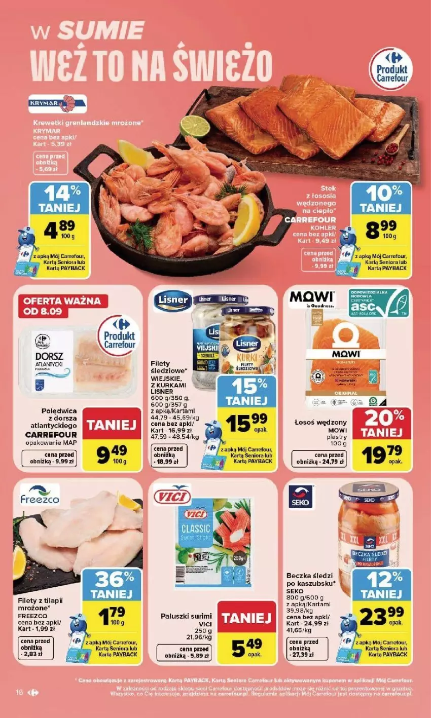 Gazetka promocyjna Carrefour - Gazetka Carrefour, Market w SUMIE najlpeszy, od poniedziałku - ważna 07.09 do 12.09.2026 - strona 18 - produkty: Dorsz, Lisner, SEKO, Surimi