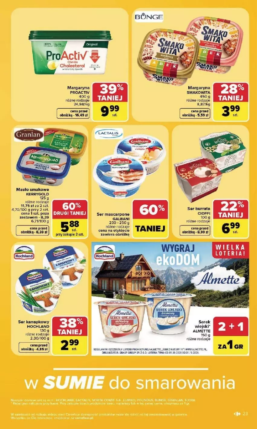 Gazetka promocyjna Carrefour - Gazetka Carrefour, Market w SUMIE najlpeszy, od poniedziałku - ważna 07.09 do 12.09.2026 - strona 25 - produkty: Almette, Burrata, Gra, Hochland, Margaryna, Mascarpone, Masło, Por, Ser, Serek, Smakowita