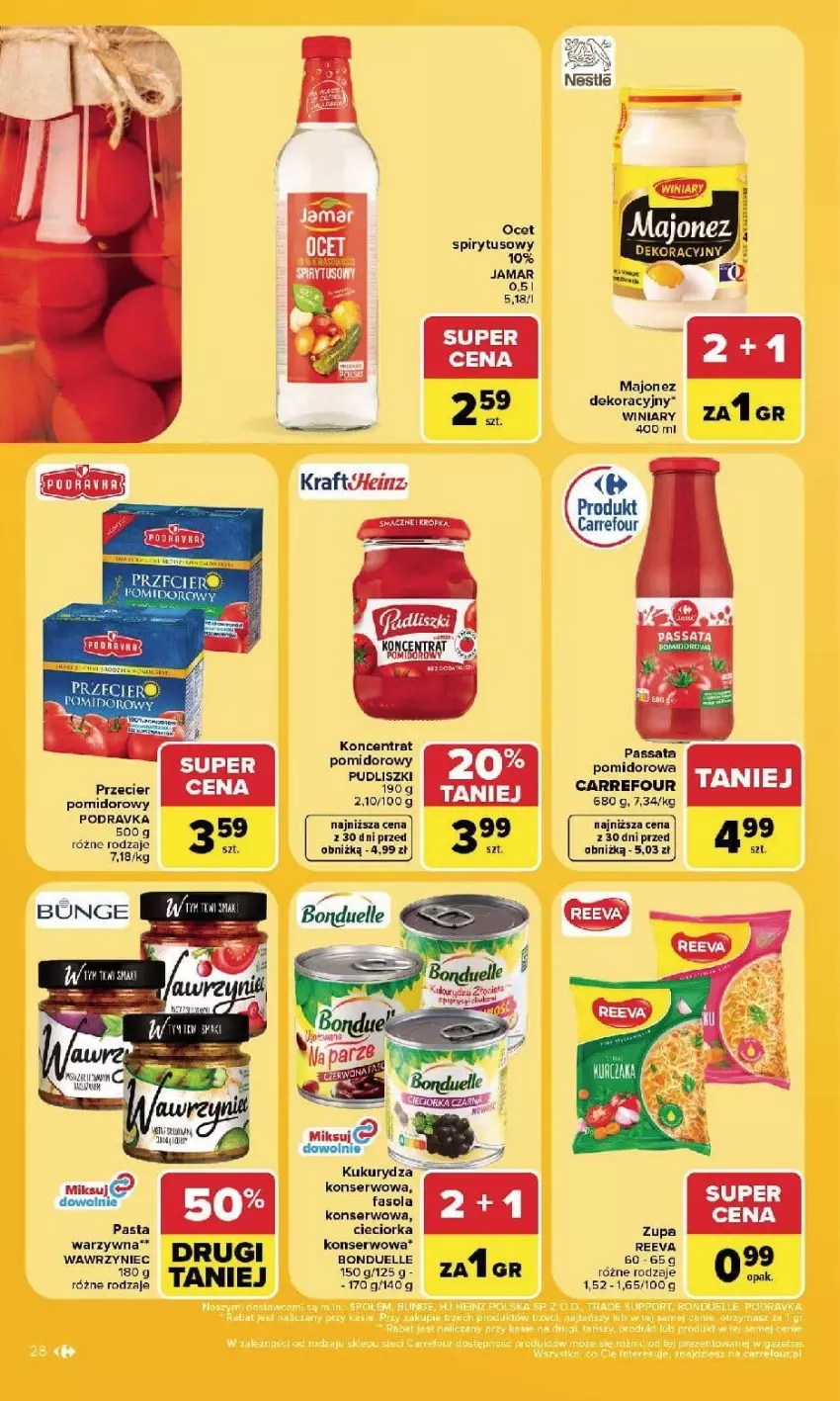 Gazetka promocyjna Carrefour - Gazetka Carrefour, Market w SUMIE najlpeszy, od poniedziałku - ważna 07.09 do 12.09.2026 - strona 30 - produkty: Bonduelle, Cieciorka, Fa, Fasola, LG, Majonez, Ocet, Orka, Podravka, Ser, Winiary, Zupa