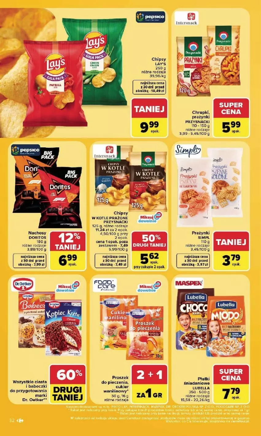 Gazetka promocyjna Carrefour - Gazetka Carrefour, Market w SUMIE najlpeszy, od poniedziałku - ważna 07.09 do 12.09.2026 - strona 34 - produkty: Babeczki, Bell, Bella, Chipsy, Chrupki, Cukier, Cukier wanilinowy, Danio, Fa, Feta, Gra, Lubella, Piec, Proszek do pieczenia, Przysnacki